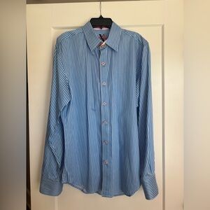 Robert Graham Blue Striped Men's Button Down Shirt Size Medium Never Been Worn!